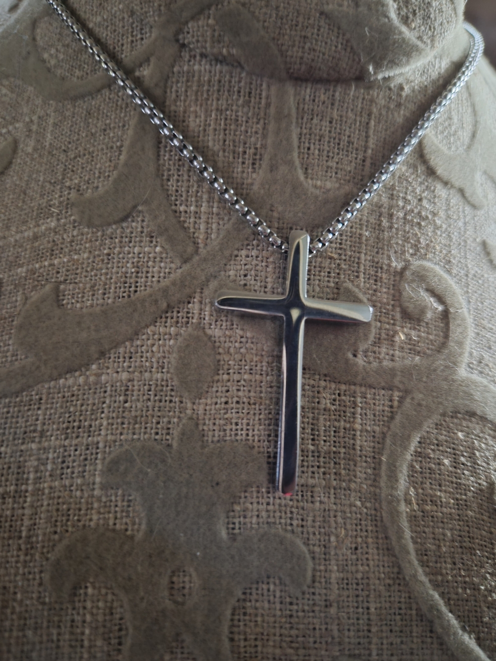 Men's Stainless Steel Cross Pendant Necklace - Silver